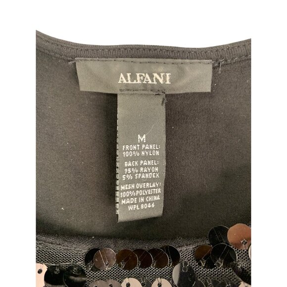 Alfani Sequin Pullover Dress M RT10544 Cap Sleeve EUC Little Black Dress - Picture 2 of 7